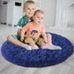 Super Soft round Rugs for Kids Room, Cute Fluffy Plush Shaggy Carpet 4X4 Feet for Girls Bedroom Dorm, Home Decor White for Bedroom, Non-Slip Modern Rugs for Living Room Light Navy
