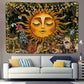 Burning Sun Tapestry Vintage Floral Tapestry Plants and Leaves Tapestries Mystic Hippie Tapestry Snail and Skull Tapestry Wall Hanging for Room(51.2 X 59.1 Inches)