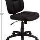 Upholstered, Low-Back, Adjustable, Swivel Office Desk Chair, Black