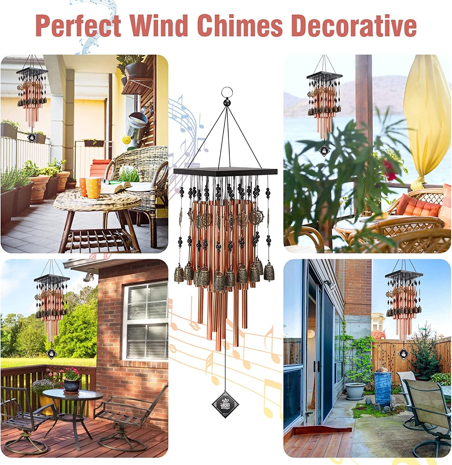 Wind Chimes for Outside,30"Memorial Wind Chimes with 28 Pieces Tubes and 16 Copper Bell for Garden,Patio,Window Wind Chime Hanging Decoration, Bronze Memorial Sympathy Wind Chimes Gifts for Mom