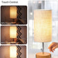 【Upgraded】 Bedside Lamp Touch Control Table Lamp with USB A+C Charging Ports & AC Outlet 3-Way Dimmable Nightstand Lamp with Linen Fabric Shade for Bedroom Living Room(E26 Light Bulb Included)