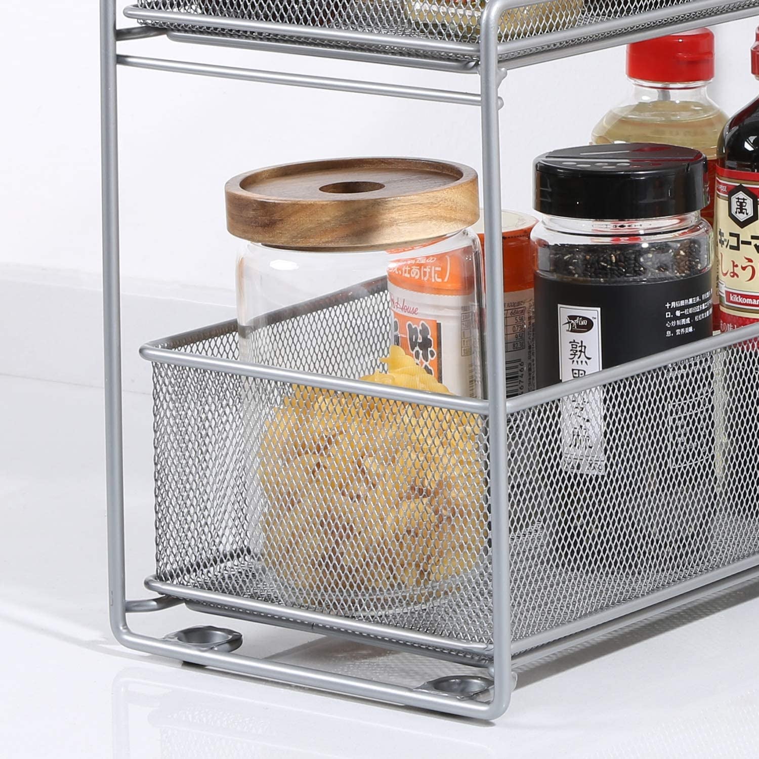 Stackable Cabinet Organizer Pull Out Drawer for Kitchen under Sink Storage,2 Tier