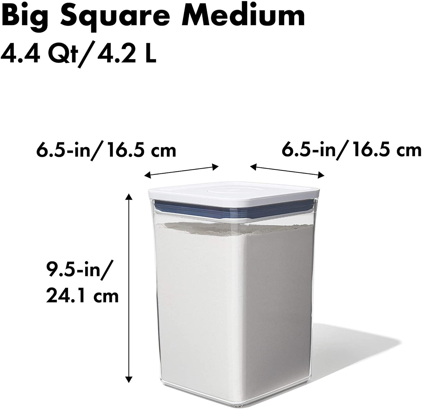 Good Grips POP Container – Airtight 4.4 Qt for Flour and More Food Storage, Square, Clear