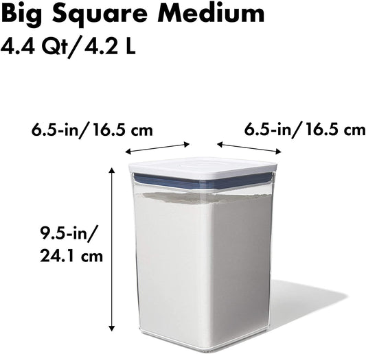 Good Grips POP Container – Airtight 4.4 Qt for Flour and More Food Storage, Square, Clear