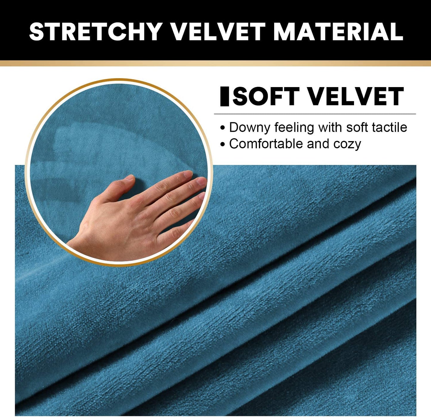 4 Pieces Sofa Covers Stretch Velvet Couch Covers for 3 Cushion Sofa Slipcovers Soft Sofa Slip Covers Furniture Covers with 3 Individual Seat Cushion Covers, Machine Washable (Large, Blue)
