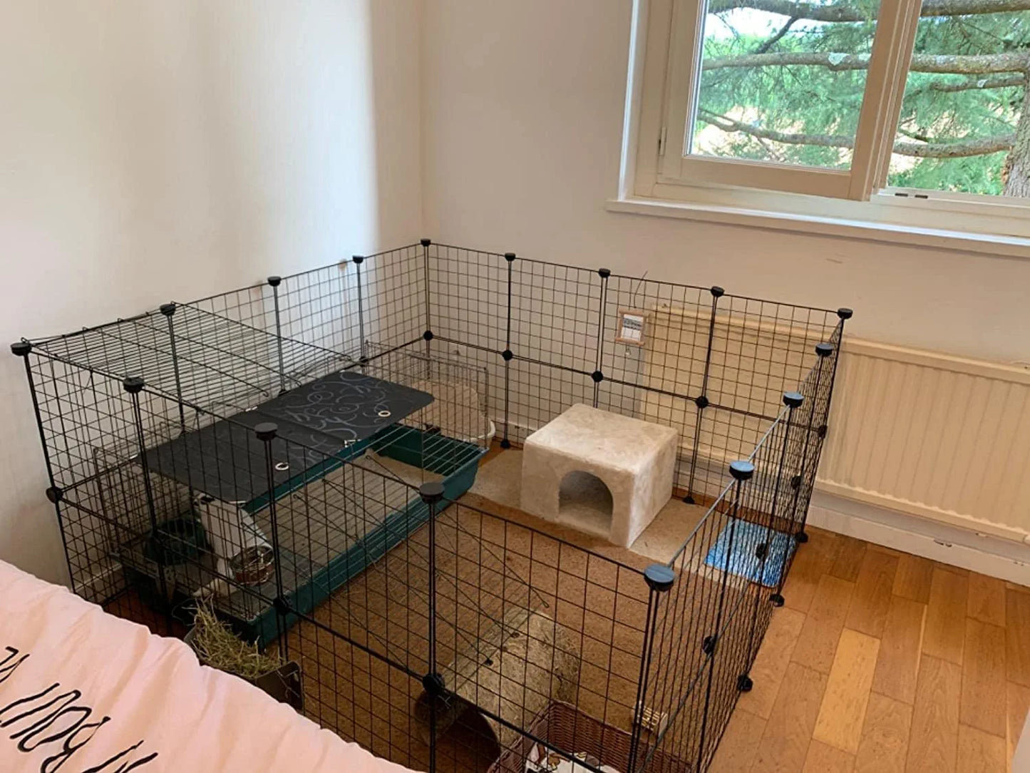 DIY Small Animal Playpen, Pet Playpen, Rabbit Cage, Guinea Pig Cages, Puppy Playpen, Kitten Playpen | Indoor & Outdoor Portable Metal Wire Yard Fence (16Pcs Metal Panels)
