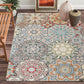 Collection Traditional Rectangle Throw Rugs 3' X 5' Faux Wool Area Rug Non-Slip Backing Soft Distressed Modern Floor Carpet Floral Medallion Living Room Rug for Sofa Dining Room Bedroom
