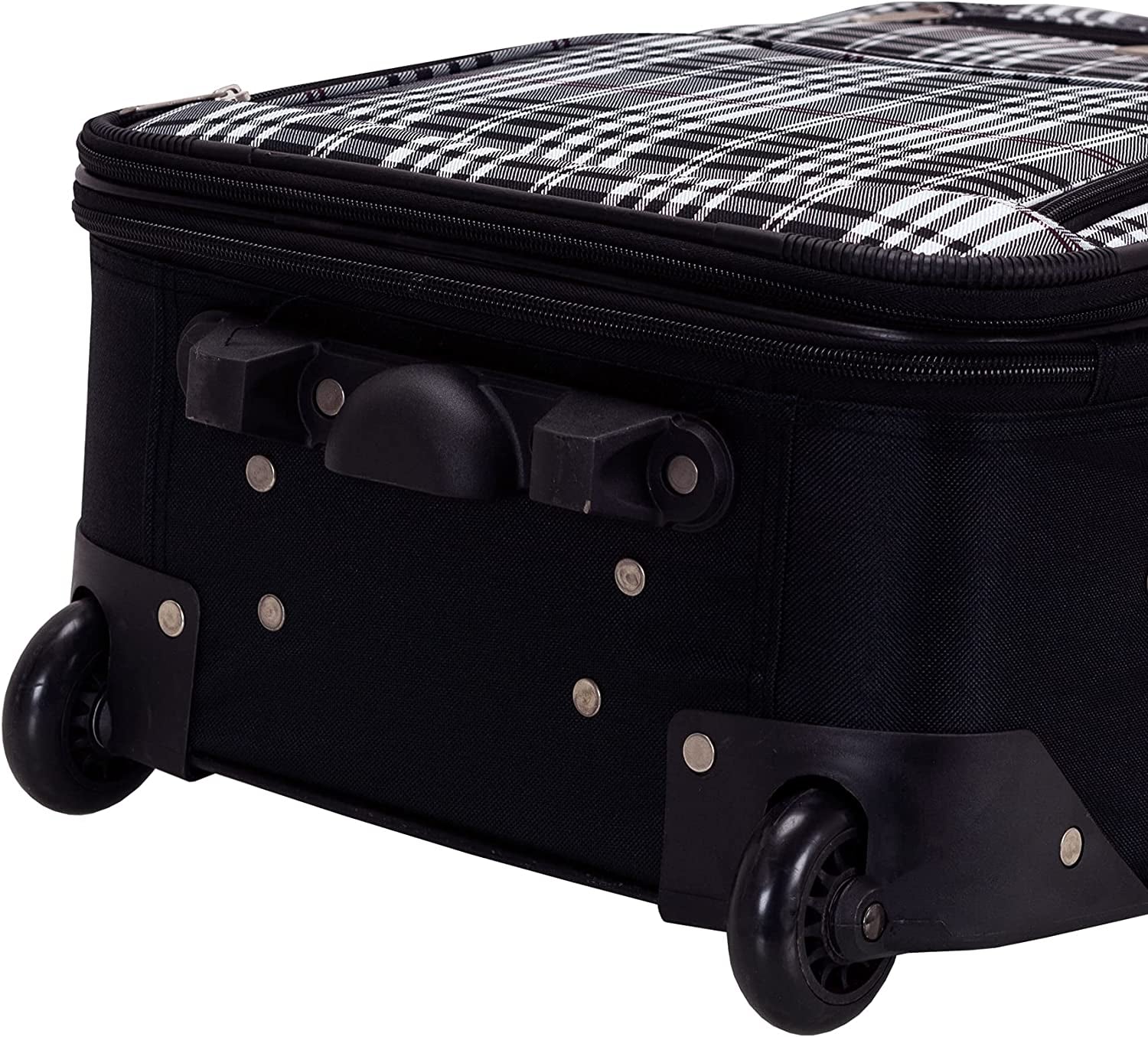 Fashion Softside Upright Luggage Set, Black Plaid, 2-Piece (14/19)