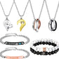 8 Pieces Couples Necklace Bracelet Matching Bracelets Set for Women Men, Her King His Queen I Love You Heart Crown Necklaces Boyfriend Girlfriend for Valentines Jewelry Gift