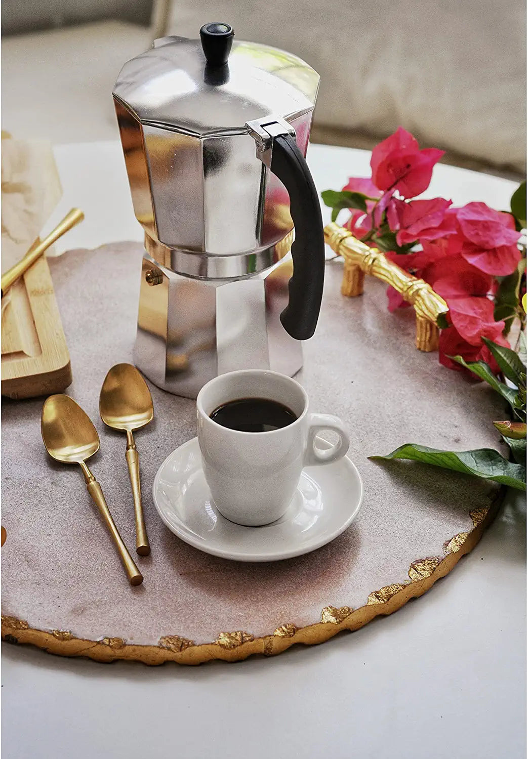 B120-42V Aluminum Espresso Stovetop Coffeemaker 3-Cup, Silver