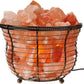 Natural Himalayan Salt Lamp, Tall round Metal Basket Lamp with Dimmer Switch | 8-10 Lbs