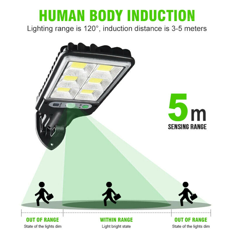 1200W LED Solar Flood Light Motion Sensor Security Wall Street Yard Outdoor Lamp