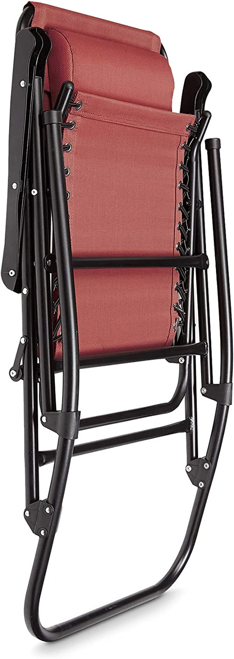 Outdoor Textilene Zero Gravity Folding Lounge Rocker with Pillow, Red