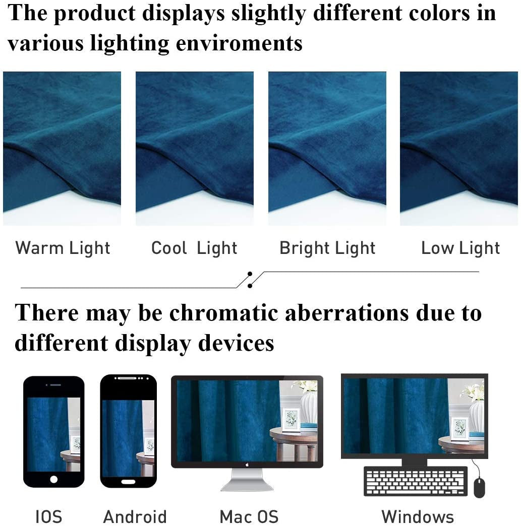 Blue Velvet Curtains Blackout - Warm Soft Velvet Curtains Thermal Insulated Privacy Panels for French Door / Parlor, Royal Blue, W52 X L96 Inches, 2 Panels