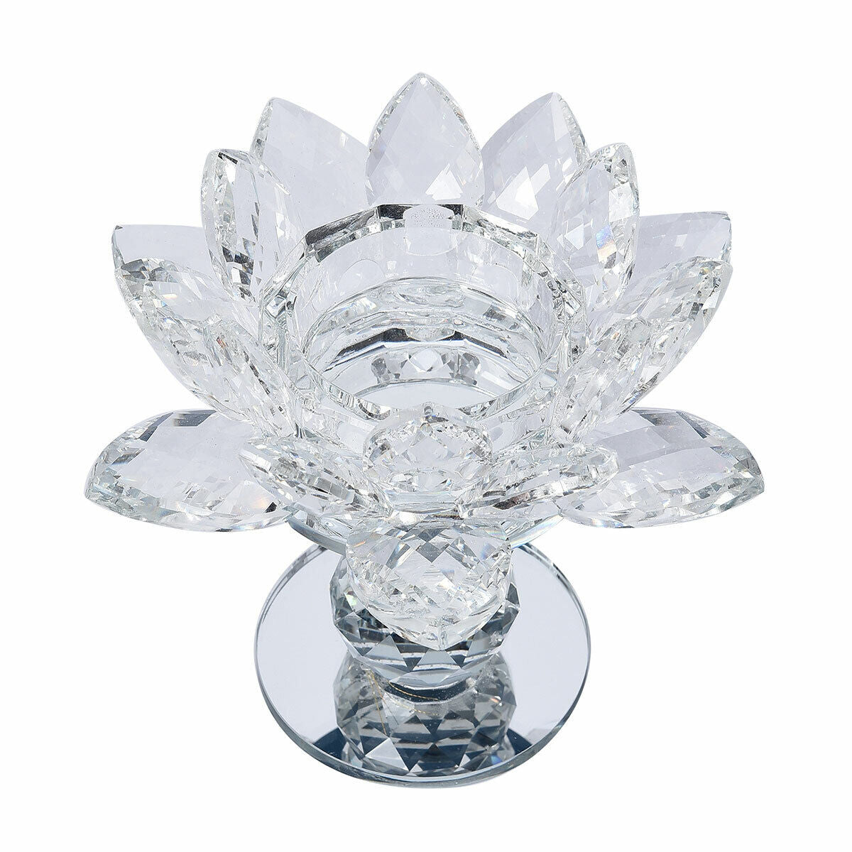 Home Decor Table Top Decoration White Crystal Lotus Flower Candle Holder