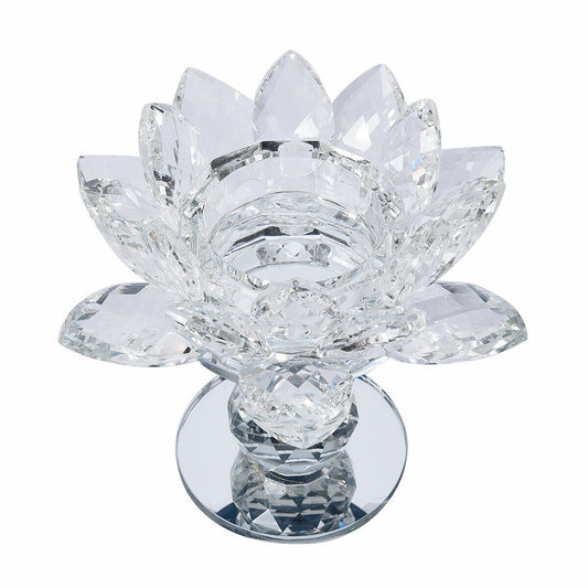 Home Decor Table Top Decoration White Crystal Lotus Flower Candle Holder