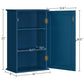 3 Tiers Wall Mounted Storage Cabinet Single Door Store Medicine Foods Cups for Bathroom Kitchen Living Room, Navy Blue