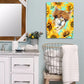 Alpaca Portrait Wall Art Funny Country Animal Canvas Printing Llama Picture Rural Animal Sunflowers Wall Painting Adorable Artwork for Living Room Kids Room Bedroom Nursery Decor Poster 12X16Inch