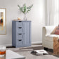 Bathroom Floor Cabinet, Freestanding Storage Oragnizer Unit Kitchen Cupboard W/ 4 Drawers & Adjustable Shelves, Using for Living Room/Kitchen/Bathroom, Gray