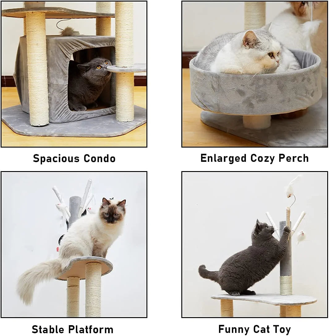 Cat Tree Cat Tower for Indoor Cats, 68" Tall Cat Tree House with Scratching Posts, Perch, Toys, Cat Activity Tree for Large Cats/Kittens, Cat Climbing Tower for Cat Play Rest