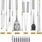 YLDZSH BBQ Grill Cooking Utensils Tool Set Stainless Steel Barbeque Portable Case (18-Piece Set)