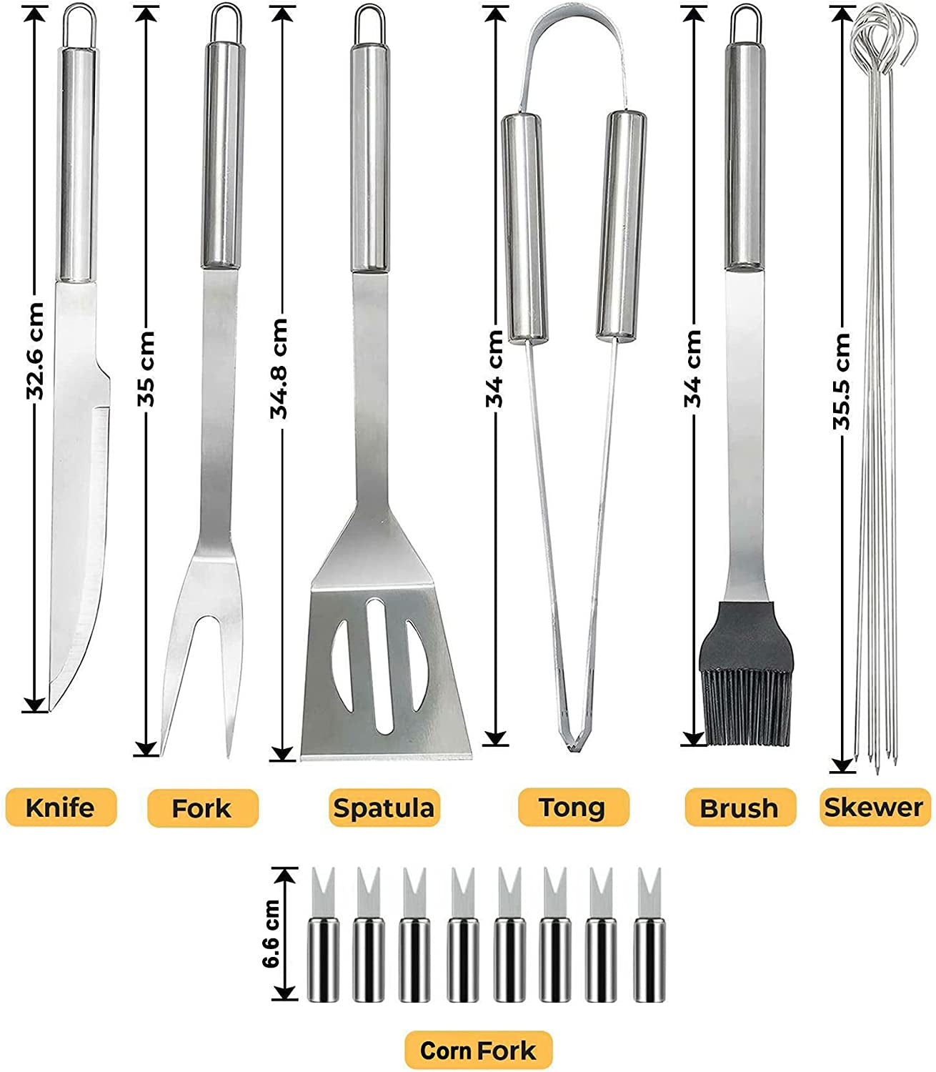 YLDZSH BBQ Grill Cooking Utensils Tool Set Stainless Steel Barbeque Portable Case (18-Piece Set)