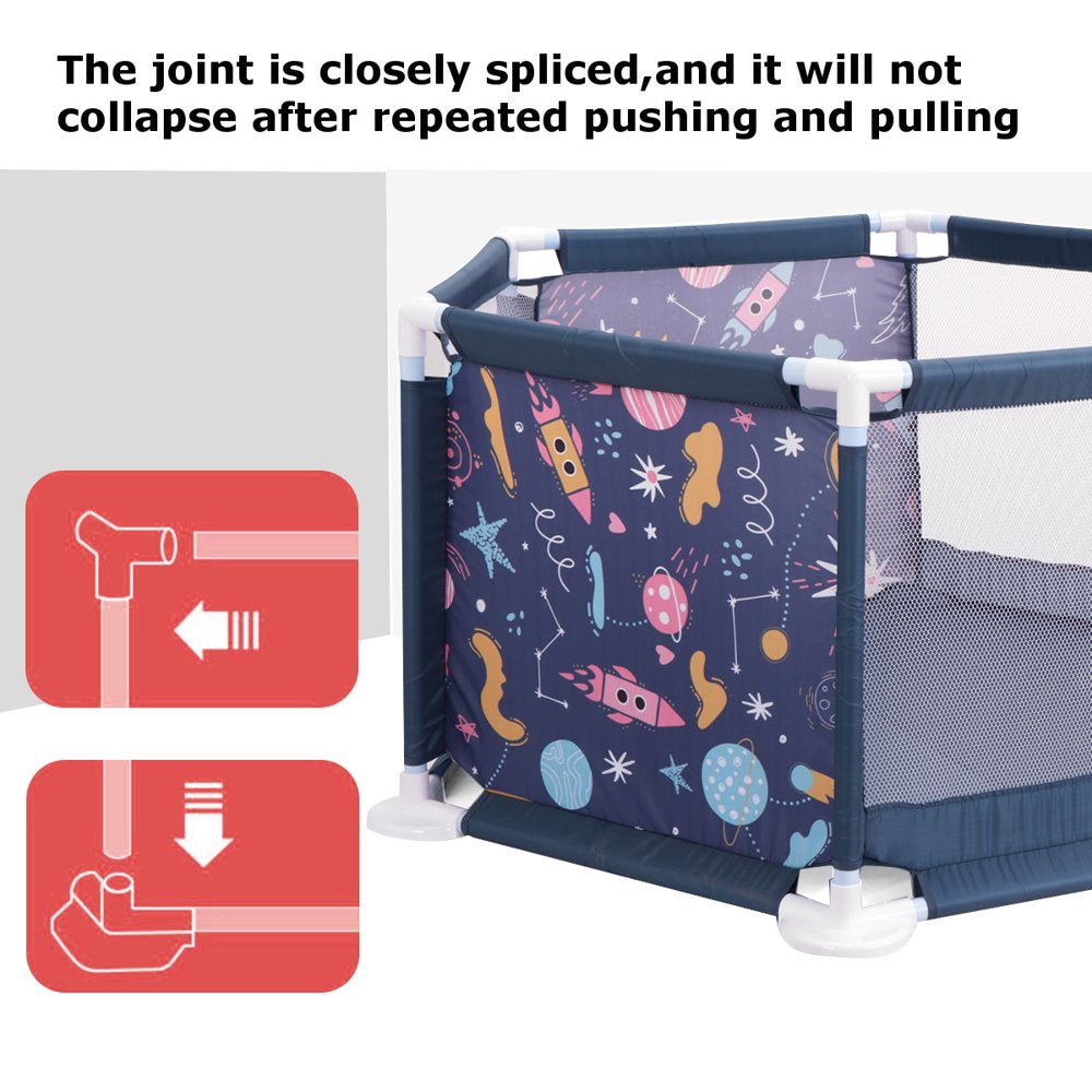 43 Inch Tight & Firm Baby Playpen Baby Playard with Breathable Mesh and Playmat, Intant Newborn Play Game Fence Kids Playinghouse for 0-2 Year Old