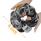 Hair Bun Extensions Messy Curly Hair Scrunchies Hairpieces Synthetic Donut Updo Hair Pieces for Women Girls 1PCS Natural Black Mix White