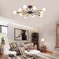 Semi Flush Mount Ceiling Light,10-Light E26 Base Modern Black Sputnik Chandelier,Industrial Ceiling Lamp Fixture for Kitchen Farmhouse Living Room Dining Room