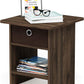 Dario End Table / Side Table / Night Stand / Bedside Table with Bin Drawer, 1-Pack, Columbia Walnut/Dark Brown