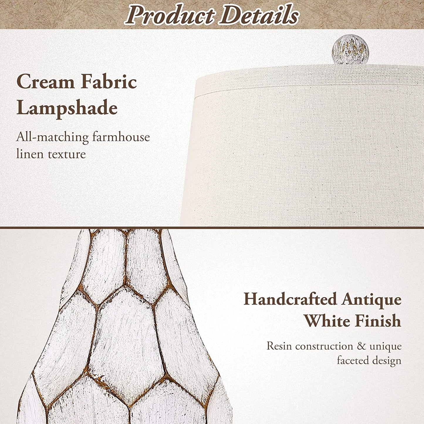 Rustic Dimmable Touch Table Lamps Set of 2 Retro Bedside Lamps with 2 USB Charging Ports 3-Way Dimmable Nightstand Lamps for Bedroom Living Room Office Vintage Desk Lamps with Fabric Shade & LED Bulbs