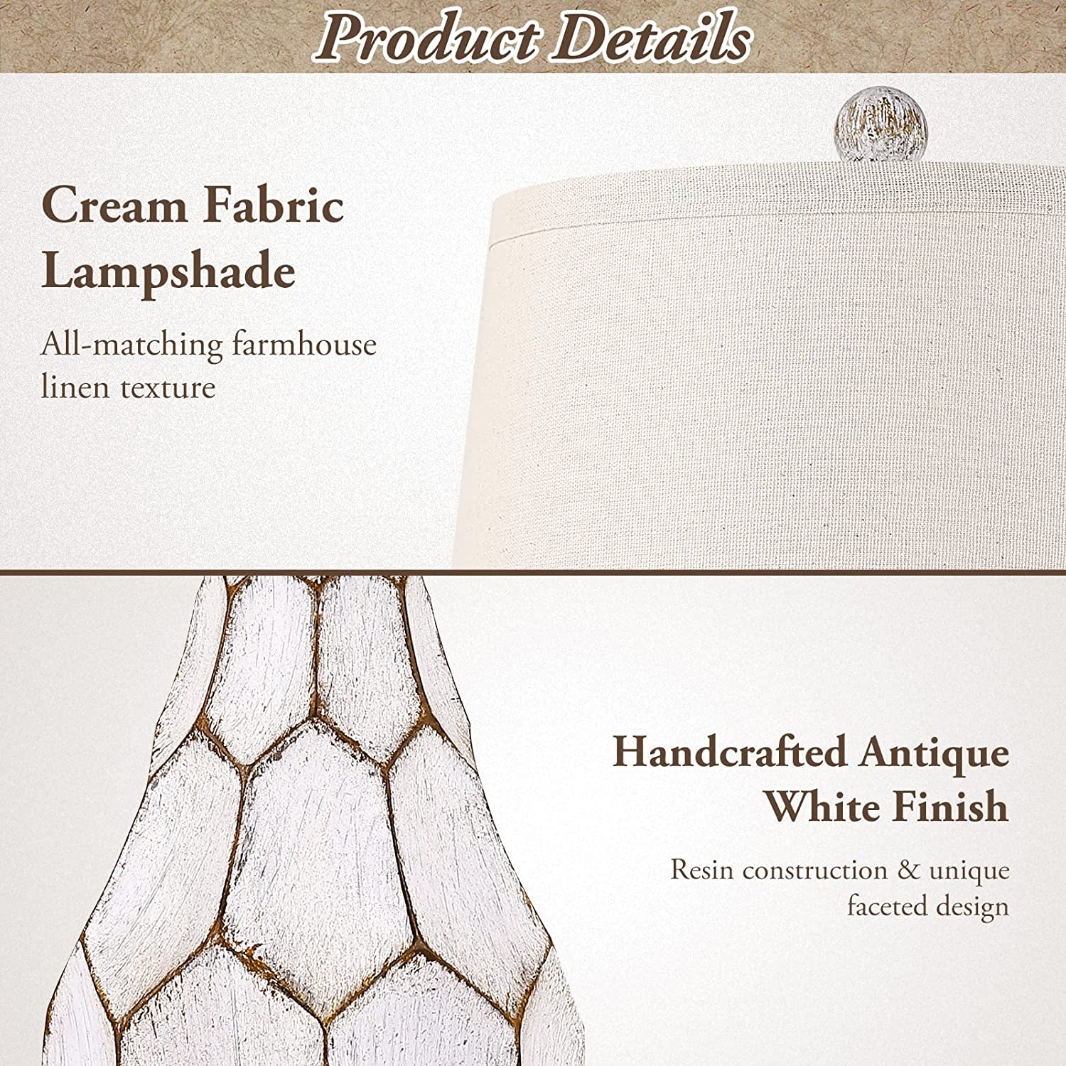 Rustic Dimmable Touch Table Lamps Set of 2 Retro Bedside Lamps with 2 USB Charging Ports 3-Way Dimmable Nightstand Lamps for Bedroom Living Room Office Vintage Desk Lamps with Fabric Shade & LED Bulbs
