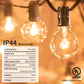 Outdoor String Light 50Feet G40 Globe Patio Lights with 52 Edison Glass Bulbs(2 Spare), Waterproof Connectable Hanging Light for Backyard Porch Balcony Party Decor, E12 Socket Base, Black
