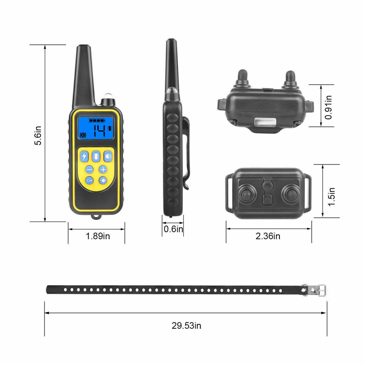 2625 FT Remote 2 Dogs Shock Training Collar Rechargeable Waterproof Pet Trainer