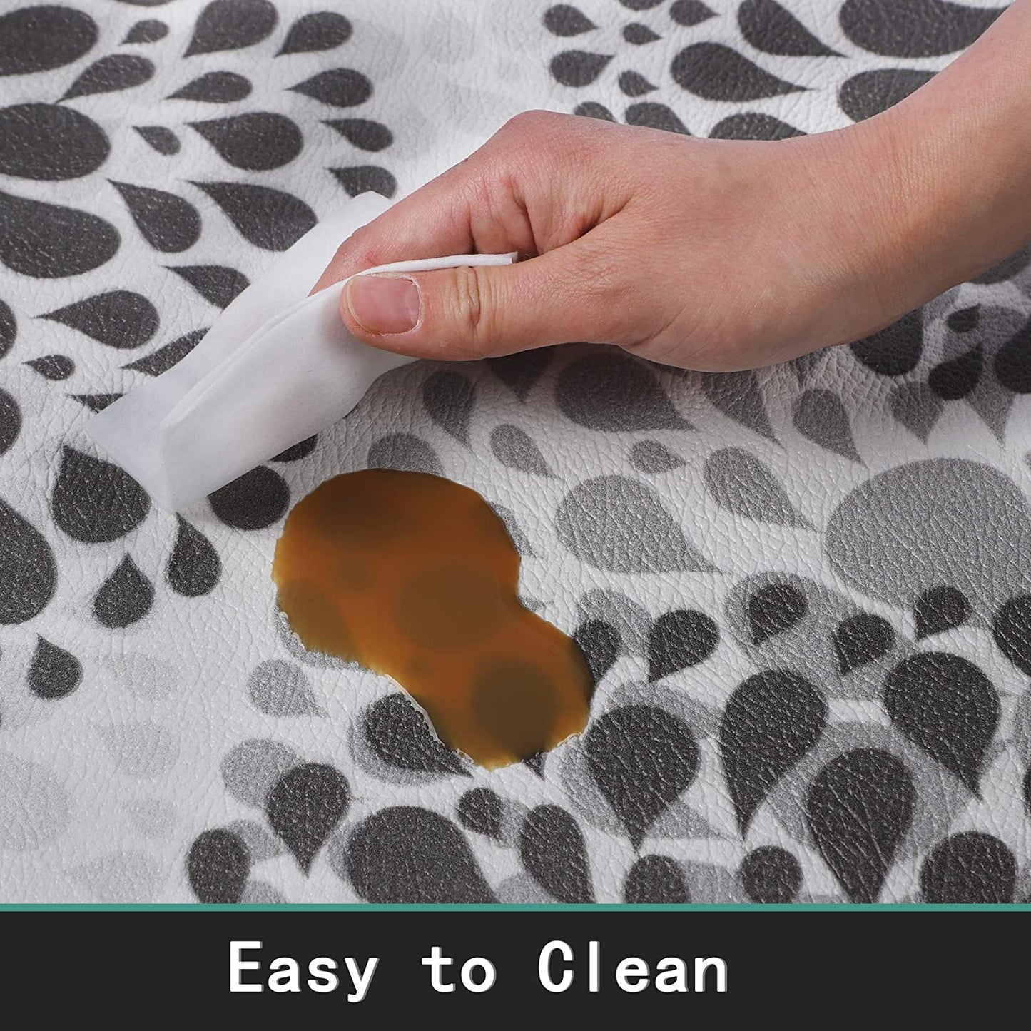 Kitchen Rugs Set anti Fatigue Kitchen Floor Mat Easy to Clean 2Piece Non Slip Comfort PVC Leather Heavy Duty Standing Mats Indoor Outdoor (Grey Drop)