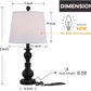 Resin Table Lamp Sets of 2 for Bedroom Living Room Plug in Bedside Nightstand Light Lamps with 2 USB Ports White Fabric Shade, 22In 2-Pack(Black)