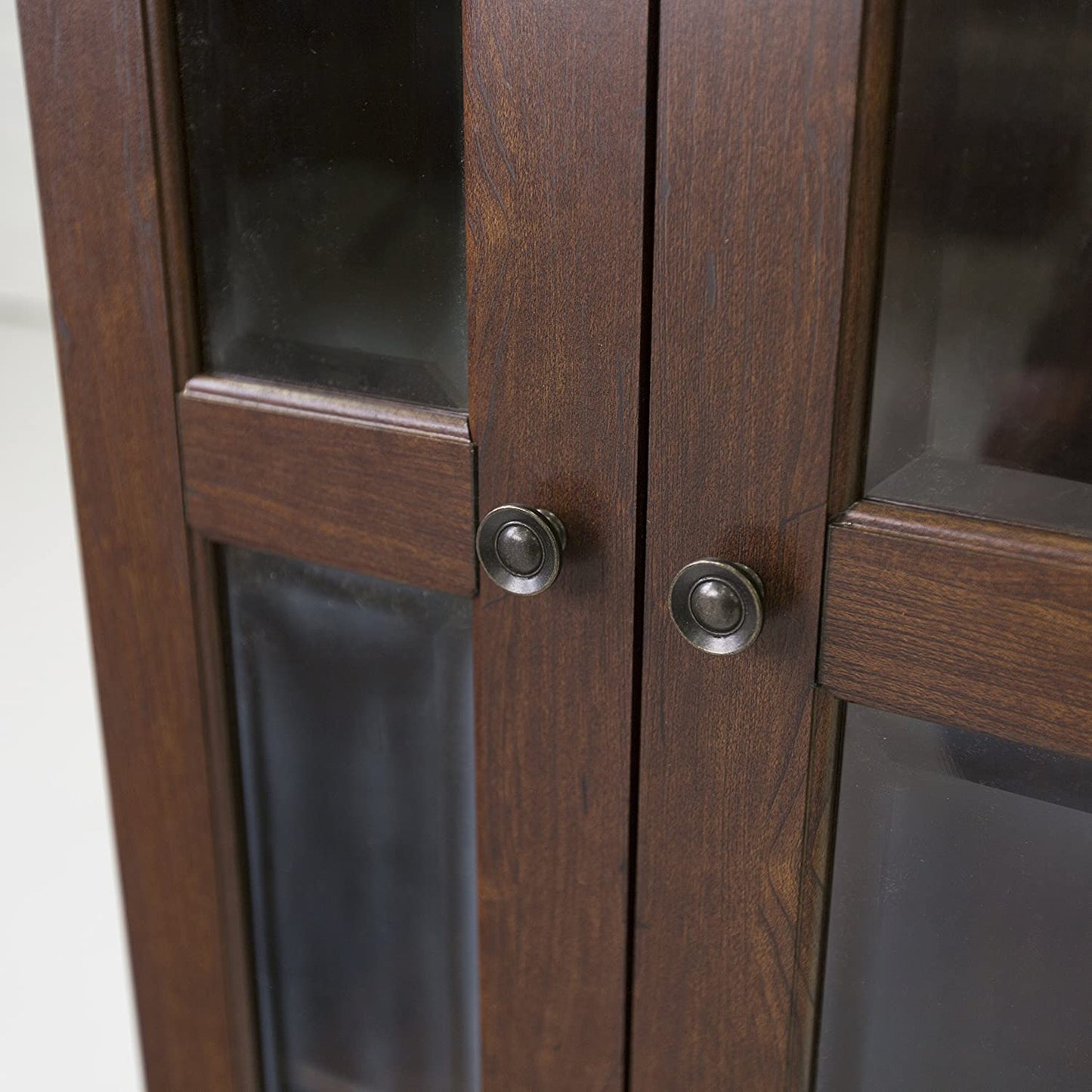 4 Tier Shelf Living Room Storage Tall Bookshelf Cabinet Doors Home Office Tower Media Organizer, 41 Inch, Brown