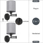 Plug in Wall Light Fixtures, Set of 2 Swing Arm Wall Lamps with Grey Linen Lampshade, Modern Bedside Wall Sconce for Bedroom Hallway Living Room Study