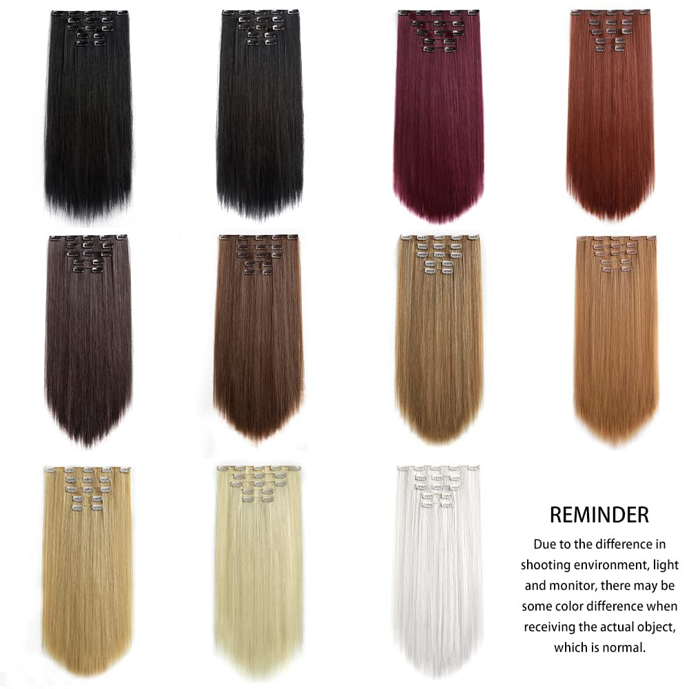 Black Hair Extensions  Clip in Hair Extension Wavy 18"Synthetic Thick Clips on Hair Piece for Women 5PCS Blonde Curly Straight 22"Long Girls Brown Red White Natural Full Head 5 Oz