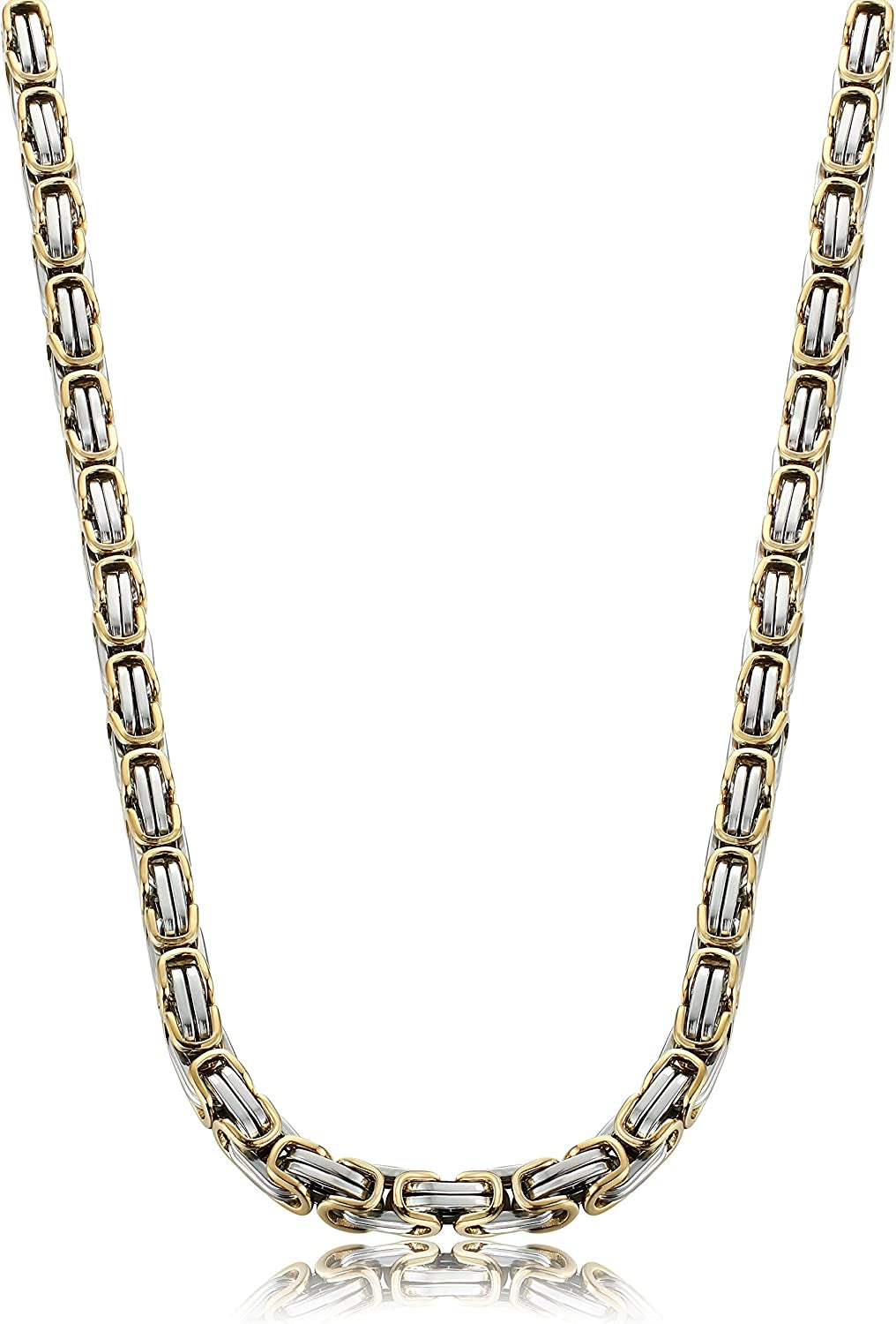 Stainless Steel Male Chain Necklace Byzantine Bracelet for Men Jewelry Sets 8.5 Inch Bracelet