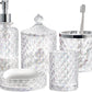 Set of 5 Glass Bathroom Accessories Set Include Soap Dispenser & Tumbler & Soap Dish & Toothbrush Holder & Apothecary Jar(Luxurious Crystal Sparkling Colored)