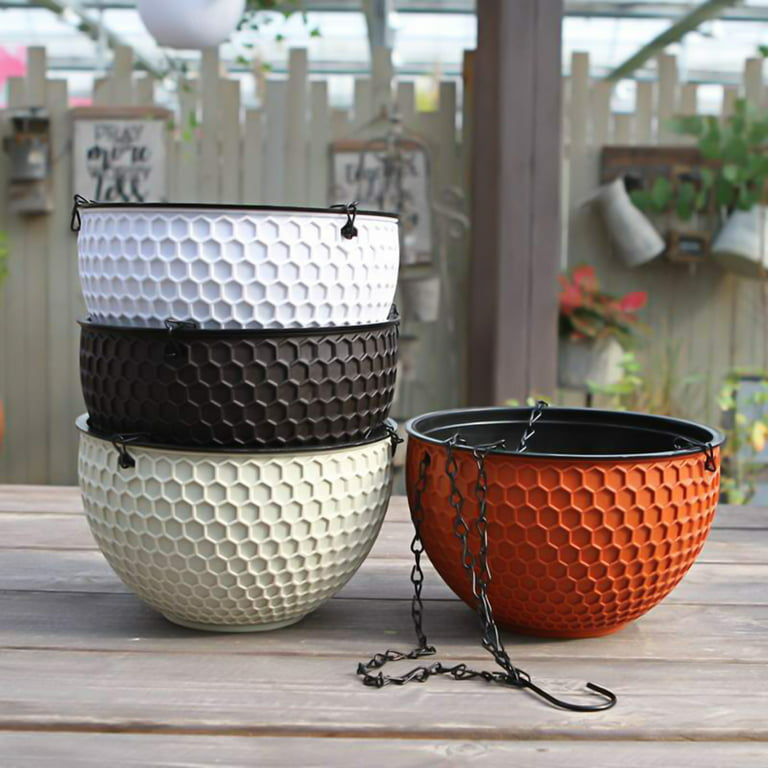 SPRING PARK Self-Watering Hanging Planter Basket, Self Watering Round Resin Hydroponic Garden Flower Pot Set for Plants, for Home Garden, Porch or Balcony