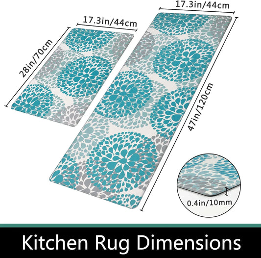 Kitchen Rugs Set anti Fatigue Kitchen Floor Mat Easy to Clean 2Piece Non Slip Comfort PVC Leather Heavy Duty Standing Mats Indoor Outdoor(17.3"×28" and 17.3"×47")