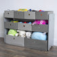 Kids Toy Organizer with 9 Storage Fabric Bins, Grey