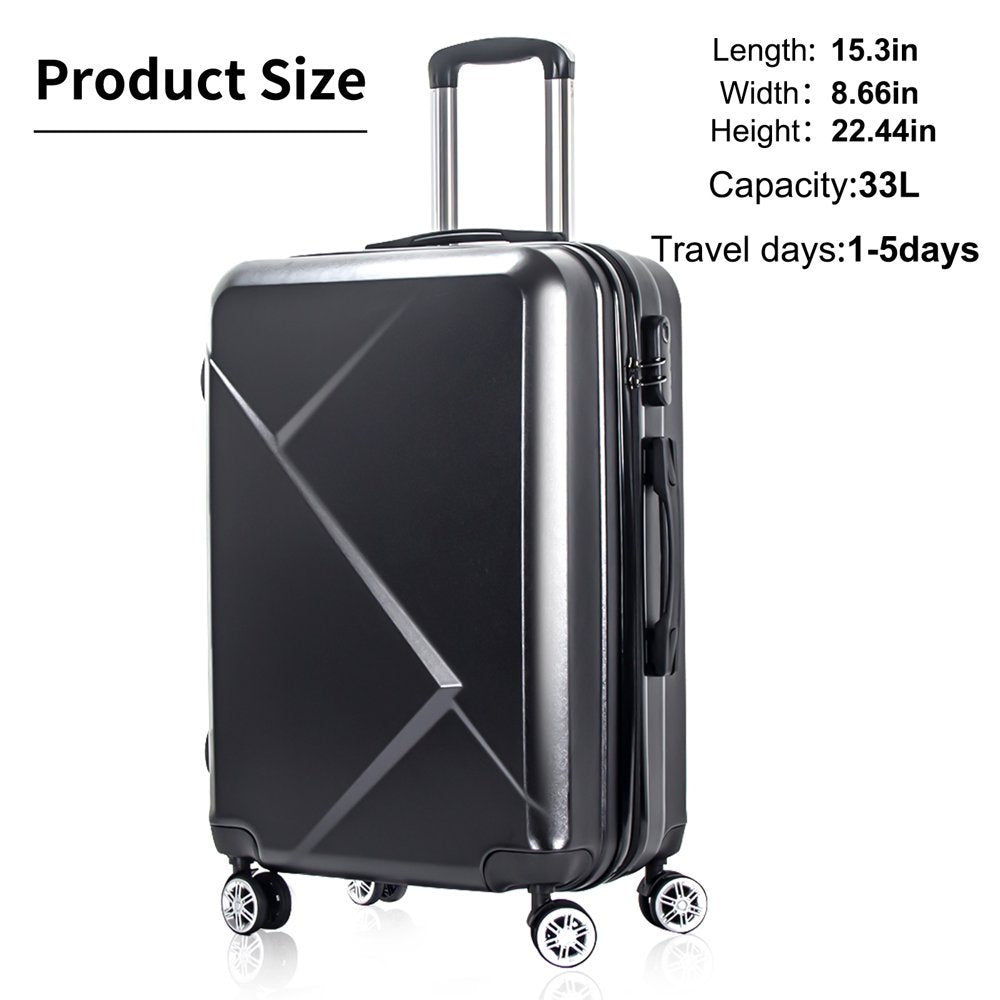 Carry-On 20" Hardside Luggage with Ergonomic Handles and Spinner Wheels, Black