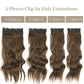 4PCS Clip in Long Soft Glam Waves Thick Hairpieces 20 Inches Chocolate Brown Hair Extensions Synthetic Fiber Double Weft Hair for Women Full Head
