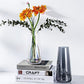 Flower Glass Vase for Decor Home Handmade Modern Large Flower Vases for Centerpieces Living Room Kitchen Office Wedding 8.7 Inch ( Iridescent Clear )