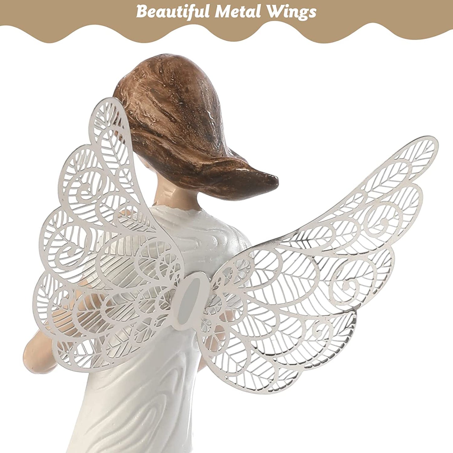 8'' Hand Carved Angels Figurines Memorial Gifts Guardian Angel, in Memory of Loved One Gifts Angel Gifts Friendship Gifts Express Love, Company, Support, Gratitude or Bereavement (White)