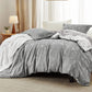 Queen Comforter Set Grey - Cute Floral Bedding Comforter Sets, 3 Pieces Reversible Flowers Botanical Lightweight Soft Bed Set with 2 Pillow Shams