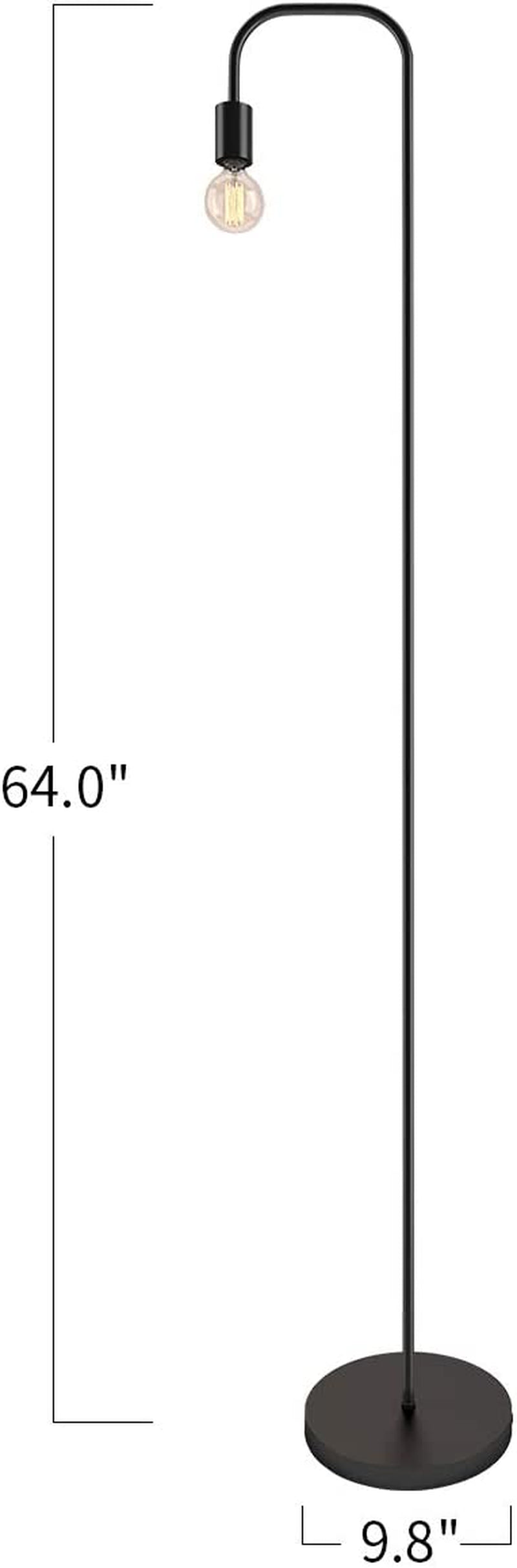 Industrial LED Floor Lamp for Living Room Bedroom Reading Office Metal Minimalist Standing Lamp Black(Bulb Not Included)